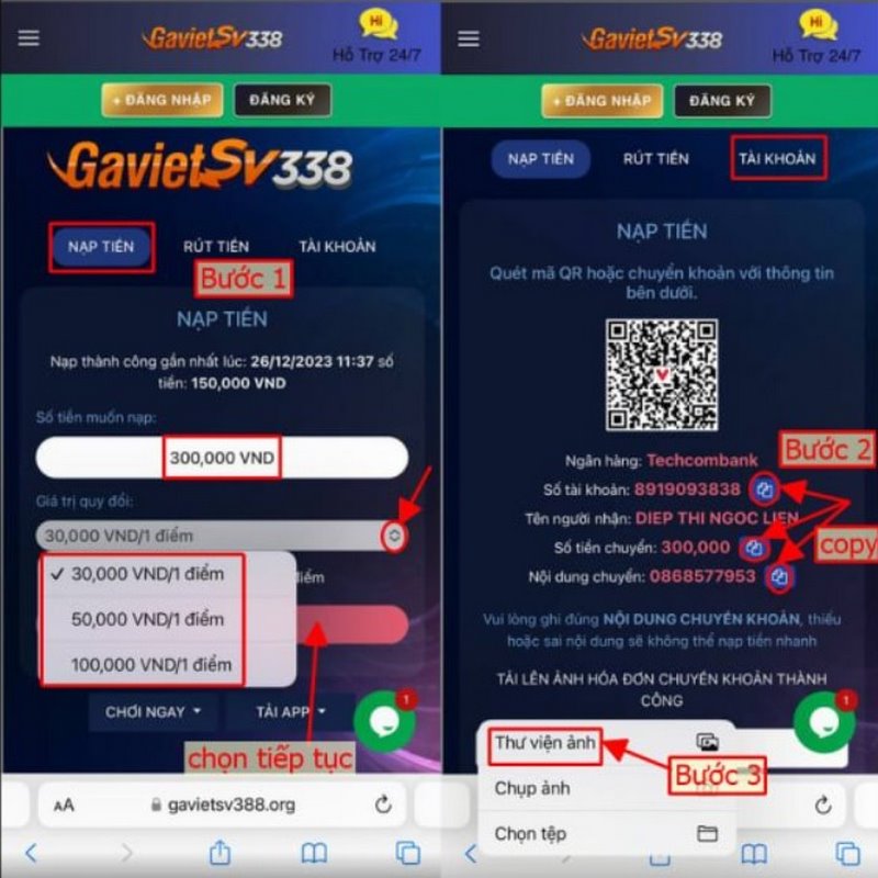 Hướng dẫn nạp tiền Ga179 chi tiết nhất Hướng dẫn nạp tiền Ga179 chi tiết nhất